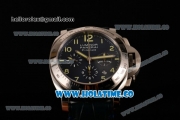 Panerai PAM 00224 Special Edition 2005 Luminor Chrono Firenze Swiss Valjoux 7753 Automatic Steel Case with Blue Dial and Green Arabic Numeral Markers - 1:1 Original (H)