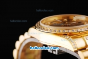 Rolex Day-Date Oyster Perpetual Automatic Movement Full Gold with Diamond Hour Marker and Diamonds Bezel