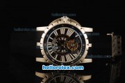 Roger Dubuis Excalibur Swiss Tourbillon Manual Winding Movement Steel Case with White Markers and Black Rubber Strap