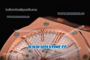 Audemars Piguet Royal Oak Chrono 41MM Swiss Valjoux 7750 Automatic Rose Gold Case with White Dial Stick Markers and Brown Leather Strap (EF)