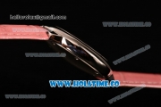 Cartier Ballon Bleu De Small Swiss Quartz Steel Case with Pink Dial Roman Numeral Markers and Pink Leather Strap