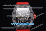 Richard Mille RM35-01 Miyota 9015 Automatic PVD Case with Skeleton Dial Dot Markers and Red Leather Strap