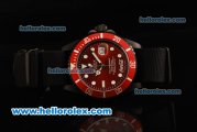 Rolex Colamariner Submariner Automatic Movement PVD Case with Red Dial and Red Bezel - Black Nylon Strap