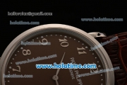 Patek Philippe Calatrava Miyota OS2035 Quartz Steel Case with Arabic Numeral Markers and Brown Dial