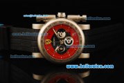 Ferrari Chronograph Quartz Movement 7750 Coating Case with Red/Black Dial and Black Rubber Strap