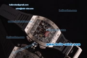 Richard Mille RM011 Swiss Valjoux 7750-SHG Automatic Stainless Steel Case with Black Rubber Strap and Skeleton Dial 1:1 Original