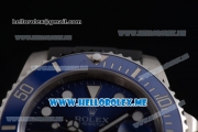 Rolex Submariner Swiss ETA 2836 Automatic Steel Case with Blue Dial and Blue Rubber Strap Dot Markers