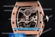 Richard Mille RM 51-01 Tourbillon Tiger and Dragon Asia Manual Winding Rose Gold Case with Seleton Dial and Dot Markers Black Rubber Strap