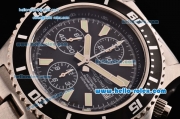 Breitling Superocean Chrono II Swiss Valjoux 7750-SHG Automatic Steel Case PVD Bezel with Steel Strap Black Dial Stick Markers-White Hands