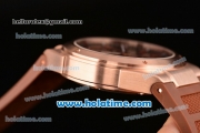 IWC Ingenieur Asia ST Automatic Rose Gold Case with Brown Rubber Strap Stick Markers and Brown Dial