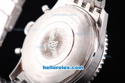 Breitling Navitimer Chronograph Quartz Movement Silver Case with White Dial and SS Strap-Stick Markers