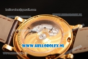 Breguet Marine Big Date Clone Breguet Automatic Yellow Gold Case with Blue Dial and Brown Leather Strap