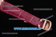 Cartier Ballon Bleu Medium Asia Automatic Rose Gold Case with Silver Dial Purple Leather Strap and Diamonds Bezel (YF)