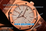 Audemars Piguet Royal Oak 39MM Miyota 9015 Automatic Rose Gold Case with White Dial Brown Leather Strap and Stick Markers (BP)