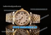 Rolex Datejust 37mm Swiss ETA 2836 Automatic Two Tone with White Dial and Roman Markers