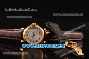 Breguet Marine Big Date Clone Breguet Automatic Yellow Gold Case with Blue Dial and Brown Leather Strap