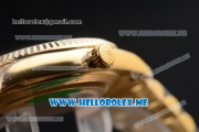 Rolex Day-Date Clone Rolex 3255 Automatic Yellow Gold Case/Bracelet with Silver Dial and Roman Numeral Markers