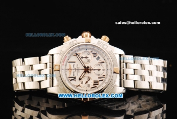 Breitling Chronomat B01 Swiss Valjoux 7750 Automatic Movement Full Steel with White Dial - RG Roman Markers