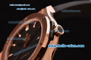 Hublot Classic Fusion Swiss ETA 2834 Automatic Rose Gold Case with Black Dial Stick Markers and Black Rubber Strap