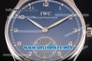 IWC Portuguese Asia 6497 Manual Winding Steel Case with Blue Dial and Arbaic Numeral Markers