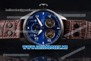 IWC Big Pilot Double Tourbillon Asia ST28 Automatic PVD Case with Blue Dial and Brown Leather Strap Stick/Arabic Numeral Markers