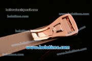 Omega De Ville Co-Axial Chronograph VK Quartz Movement Rose Gold Case and Brown Leather Strap with Silver Dial