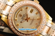 Rolex Day-Date Automatic Gold Case with Diamond Bezel and Diamond Marking-Small Calendar