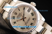 Rolex Datejust Automatic Movement Steel Case and Strap with White Dial and Green Roman Numerals-Lady Model