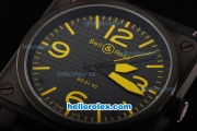 Bell & Ross BR 01-92 Automatic Movement with PVD Case and Blake Dial and Yellow Marker-Black Rubber Strap