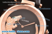 Cartier Le Cirque Animalier de Cartier Miyota OS2035 Quarz Rose Gold Case with Black Dial and Black Leather Strap