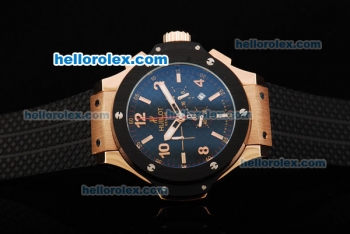 Hublot Big Bang King Chronograph Miyota Quartz Movement Black Dial with Gold Markers/Numerals and Black Rubber Strap