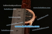 Patek Philippe Calatrava Swiss ETA 2824 Automatic Rose Gold Case with Black Dial Diamonds Bezel and Stick Markers