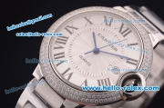 Cartier Ballon Bleu De Quartz Full Steel with Diamond Bezel and White Dial