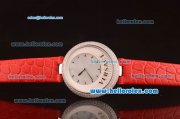 Versace Swiss ETA Quartz Steel Case with Dimond Bezel and White MOP Dial-Red Leather Strap