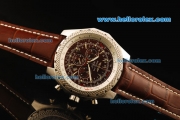 Breitling Bentley Motors Chronograph Miyota Quartz Movement Steel CAse with Brown Dial and Brown Leather Strap
