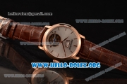 Audemars Piguet Jules Audemars Tourbillon Grande Date Swiss Tourbillon Manual Winding Rose Gold Case with White Dial and Brown Leather Strap (TF)