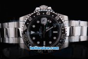 Rolex GMT-Master Oyster Perpetual Date Swiss ETA 2836 Automatic with Black Ceramic Bezel and Black Dial-White Marking and Small Calendar