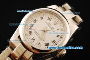 Rolex Oyster Perpetual Automatic Movement ETA Coating Case with White Dial and Steel Strap