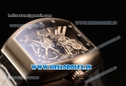 Franck Muller Vanguard Miyota Automatic Copy Tourbillon Rose Gold Case With Skeleton Dial Leather/Rubber Strap