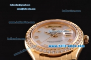 Rolex Day-Date Masterpiece 2813 Automatic Gold Case with White MOP Dial Diamond Bezel and Roman Numeral Markers ETA Coating