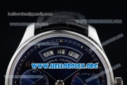 IWC Portuguese Annual Calendar Asia Automatic Steel Case with Blue Dial Black Leather Strap - 1:1 Original(YL)