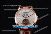 Audemars Piguet Jules Audemars Tourbillon Swiss Tourbillon Manual Winding Rose Gold Case with Silver Dial Stick Markers and Brown Leather Strap (FT)