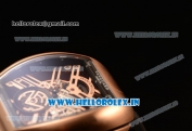 Franck Muller Vanguard Miyota Automatic Copy Tourbillon Rose Gold Case With Skeleton Dial Leather/Rubber Strap