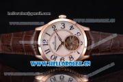 Jaeger-LECoultre Master Grande Tourbillon Swiss Tourbillon Automatic Rose Gold Case with White Dial and Brown Leather Strap (FT)