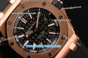 Audemars Piguet Royal Oak Offshore Diver Swiss ETA 2824 Automatic Rose Gold Case with Black Rubber Strap and Black Dial - 1:1 Original