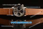 Rolex Daytona Vintage Edition Chrono Miyota OS20 Quartz Steel Case with Silver Dial and Brown Leather Strap