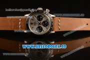 Rolex Daytona Vintage Edition Chrono Miyota OS20 Quartz Steel Case with Silver Dial and Brown Leather Strap