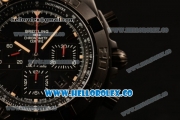 Breitling Chronomat B01 44 Blacksteel Chronograph Swiss Valjoux 7750 Automatic PVD Case with Black Dial Rubber Strap and Stick Markers