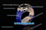 Audemars Piguet Royal Oak Lady Swiss Quartz Steel Case with Blue Leather Strap Blue Dial and Stick Markers