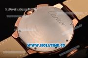 Cartier Ballon Bleu De 44MM Asia Automatic Rose Gold Case with White Dial Black Roman Numeral Markers and Brown Leather Strap